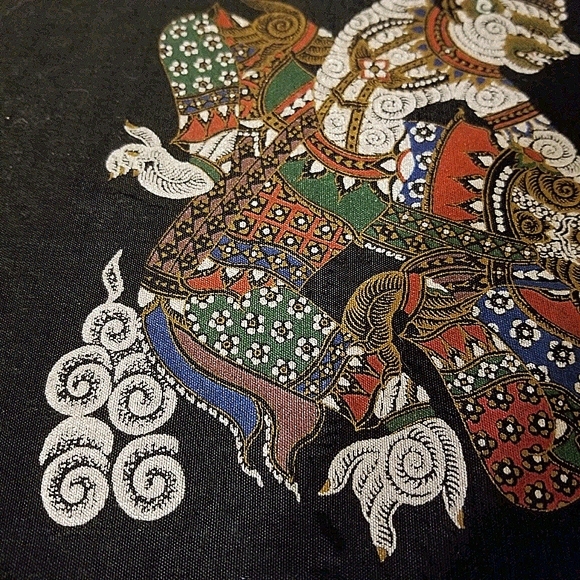 Vtg Asian silk panel depicting warriors - Picture 9 of 12